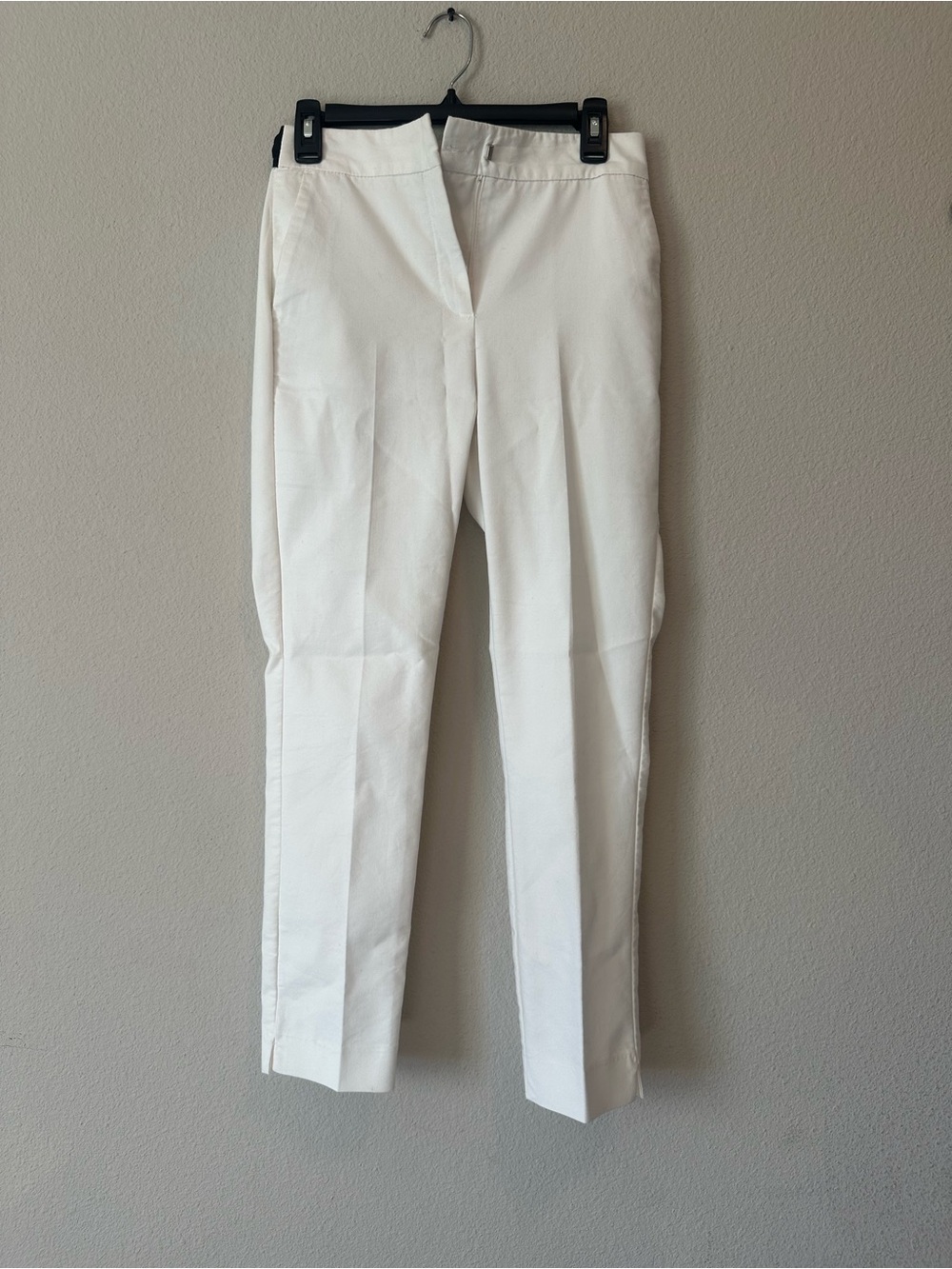 Zara White Dress Pants with Black Waistband